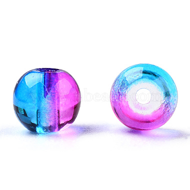 Perles en verre rondes peint à la bombe couleur mixte et style mixte(DGLA-X0003-4mm)-4