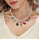 Glass Seed Beaded & 304 Stainless Steel Cable Chain Double Layer Necklace(NJEW-TA00074)-3