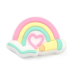 Silicone Focal Beads, Colorful, Rainbow, 19x29.5x8mm, Hole: 3mm(SIL-A012-05F)