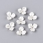 ABS Plastic Imitation Pearl Bead Caps, 3-Petal Flower, White, 11x11.5~12x3.5~4mm, Hole: 1.4~1.5mm(KY-Q004-02B)