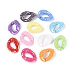 UV Plating Opaque Acrylic Linking Rings, Quick Link Connectors, for Curb Chains Making, Twist, Mixed Color, 19x14x4mm, Inner Diameter: 11x5mm(SACR-T017-58M)