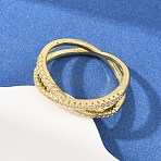 Brass Micro Pave Cubic Zirconia Finger Rings, Criss Cross Rings, Real 18K Gold Plated, 7.5mm, US Size 8 3/4(18.7mm)(RJEW-D340-01G-01)
