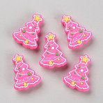 Christmas Tree Silicone Beads, Hot Pink, 29x21.5x9mm, Hole: 2mm(SIL-SZC0003-03A)