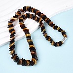 Natural Amber Square Graduated Beaded Necklaces, with Bowknot Brass Screw Clasps, Platinum, 20.08 inch(51cm)(NJEW-T019-01)