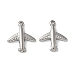 304 Stainless Steel Pendants,  Plane Charms, Stainless Steel Color, 14x12x2.5mm, Hole: 1mm(STAS-I330-063P)