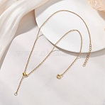 Adjustable 2MM 304 Stainless Steel Cable Chain Lariat Necklace Makings, with Brass Slider Beads, Golden, 17.32 inch(44cm)(NJEW-JN05859)