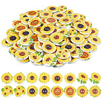 4 Boxes 2-Hole Wood Buttons, Sunflower, Mixed Color, 25x2.5mm, Hole: 1.8mm, 50pcs/box(BUTT-CY0001-06)