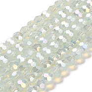 Imitation Jade Glass Beads Stands, AB Colors, Faceted, Round, Clear, 8x7~7.5mm, Hole: 1.5mm, about 66pcs/strand, 18.82~19.06 inch(47.8~48.4cm)(EGLA-A035-J8mm-B06)