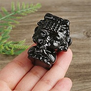 Natural Obsidian Carved Healing Figurines, Reiki Energy Stone Display Decorations, Mazu, 40x31mm(PW-WG41925-03)