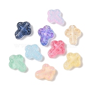 Transparent Spray Paint Glass Beads, Cross, Mixed Color, 14.5x11.5x3.5mm, Hole: 1mm(GLAA-Z011-04)