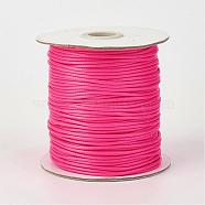 Eco-Friendly Korean Waxed Polyester Cord, Deep Pink, 1mm, about 169.51~174.98 Yards(155~160m)/Roll(YC-P002-1mm-1180)