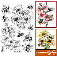 Custom PVC Plastic Clear Stamps, for DIY Scrapbooking, Photo Album Decorative, Cards Making, Bees, 160x110x3mm(DIY-WH0448-0621)