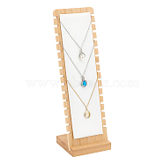 Detachable Wood Slant Back Necklace Display Stands, Pendant Necklace Holder Organizer, with Imitation Leather Soft Mat, Rectangle, White, Finished Product: 9.4x9.95x31.5cm, 2pcs/set(NDIS-WH0009-16C)