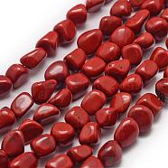 Natural Red Jasper Beads Strands, Nuggets, 7~9x7~9x3~8mm, Hole: 1mm, about 42~47pcs/strand, 15.7 inch(40cm)(G-F464-30)