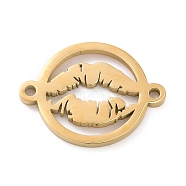 304 Stainless Steel Connector Charms, Hollow Flat Round Links with Lip, Golden, 19.5x15x1.4mm, Hole: 1.3mm(STAS-G294-01G)