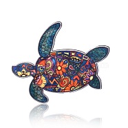 Acrylic Flower Print Animal Brooches, for Backpack Clothes, Turtle, 60x49mm(PW-WG88999-01)