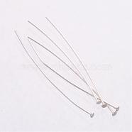 925 Sterling Silver Flat Head Pins, Silver, 34~35x0.5mm, Head: 1.5mm, about 232pcs/20g(STER-K017-35mm-S)