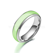 Luminous 304 Stainless Steel Flat Plain Band Finger Ring, Glow In The Dark Jewelry for Men Women, Pale Green, US Size 11(20.6mm)(LUMI-PW0001-117F-05)