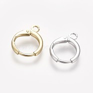 Brass Huggie Hoop Earring Findings, with Horizontal Loops, Long-Lasting Plated, Lead Free & Nickel Free, Mixed Color, 12 Gauge, 14.7x11.7x2mm, Hole: 1.8mm(KK-L179-04-A)