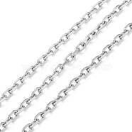 Tarnish Resistant 304 Stainless Steel Faceted Cable Chains, Soldered, with Spool, Stainless Steel Color, 3x2x0.5mm, about 32.81 Feet(10m)/Roll(CHS-G027-03P)