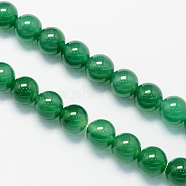 Round Dyed Natural Green Onyx Agate Beads Strands, 6mm, Hole: 1.5mm, about 63pcs/strand, 15.7 inch(X-G-S123-6mm)