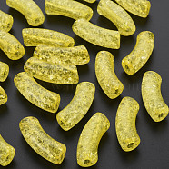 Transparent Crackle Acrylic Beads, Curved Tube, Yellow, 35x11.5x13.5mm, Hole: 3.5mm, about 148pcs/500g(CACR-S009-001B-N85)