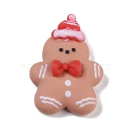 Resin Cabochons, Christmas Theme, Gingerbread Man, 25x18.5x7.5mm(RESI-H162-08A)