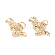 Brass Charms, with Jump Rings, Crows Bird, Real 18K Gold Plated, 11.5x17x6mm, Jump Ring: 5x0.6mm, Inner Diameter: 3.5mm(KK-C225-01G)