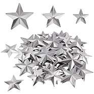 90Pcs 3 Style Iron Display Decorations, Metal Star Ornament for Christmas, Platinum, 25~45x27~47.5x2.5~4mm, 30pcs/style(IFIN-GF0001-30)