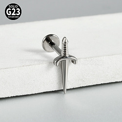 Sword G23 Titanium Cartilage Earrings, Flat Back Earring, Piercing Jewelry, Stainless Steel Color, 8mm(WG0CACB-15)