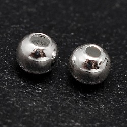 925 Sterling Silver Beads, Seamless Round Beads, Silver, 3mm, Hole: 1~1.2mm(X-STER-F012-01J)