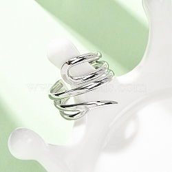 Irregular Line 304 Stainless Steel Cuff Open Rings, Stainless Steel Color, 20mm, US Size 8 1/2(18.5mm)(RJEW-P191-16P)