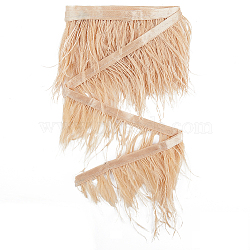 Fashion Ostrich Feather Trimming, with Cloth Band, Ornament Accessories, Coconut Brown, 76~104x1mm(DIY-GF0008-16A)