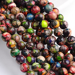 Dyed & Heated Natural Imperial Jasper Round Bead Strands, Colorful, 8mm, Hole: 1mm, about 49pcs/strand, 16 inch(G-M274-06-8mm)