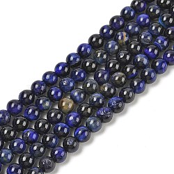 Natural Tiger Eye Beads Strands, Dyed & Heated, Round, Royal Blue, 6mm, Hole: 1.2mm, about 63~64pcs/strand, 14.69~15.24''(37.3~38.7cm)(G-B133-A02-6MM-01)