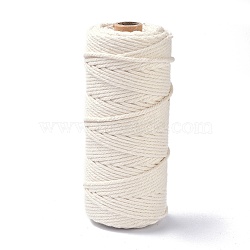 Cotton String Threads, for DIY Crafts, Gift Wrapping and Jewelry Making, Beige, 3mm, about 109.36 Yards(100m)/Roll(OCOR-F014-01R)