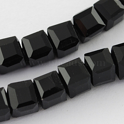 Glass Bead Strands, Faceted, Cube, Black, 7~8x7~8x7~8mm, Hole: 1mm, about 72pcs/strand, 21.6 inch(X-GLAA-R041-8x8mm-20)