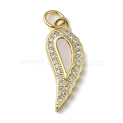 Brass Micro Pave Cubic Zirconia Pendants, with Shell, Pepper, Real 18K Gold Plated, 21x8x3mm(KK-Q808-28G)