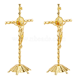 Alloy Display Decoration, for Home Office Decoration, Cross & Jesus, Golden, 112x81x220mm(DJEW-WH0015-208)