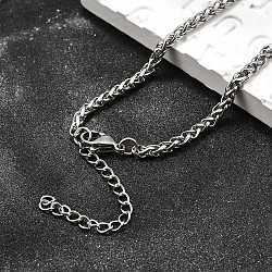 Non-Tarnish 316 Surgical Stainless Steel Wheat Chain Necklaces, with Lobster Claw Clasp and Extender Chains, Stainless Steel Color, 17.7 inch(45cm), 3mm, Extender Chain: 5cm(NJEW-M176-18-B)