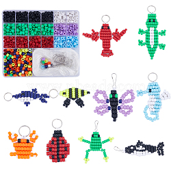 DIY Animal Keychain Making Kit, Including Barrel Resin Large Hole Beads, Iron Split Key Rings & Keychain Clasp Findings, Mixed Color, 675Pcs/box(DIY-SC0022-57)