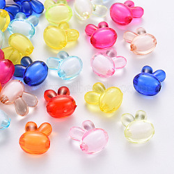 Transparent Acrylic Beads, Bead in Bead, Dyed, Rabbit, Mixed Color, 15.5x12x9.5mm, Hole: 2mm, about 480pcs/500g(TACR-S152-05E)