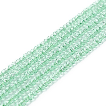 Transparent Glass Beads Strands, Faceted, Round, Medium Spring Green, 3mm, Hole: 0.8mm, about 127~139pcs/strand, 14.09~14.53 inch(35.8~36.9cm)