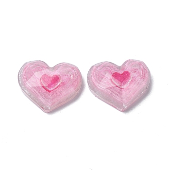 Transparent Epoxy Resin Decoden Cabochons, with Glitter Powder, Heart, 16x19.5x7.5mm