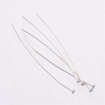 925 Sterling Silver Flat Head Pins, Silver, 34~35x0.5mm, Head: 1.5mm, about 232pcs/20g