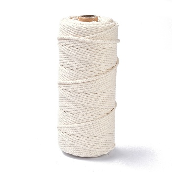 Cotton String Threads, for DIY Crafts, Gift Wrapping and Jewelry Making, Beige, 3mm, about 109.36 Yards(100m)/Roll