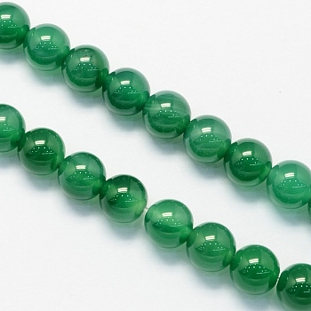 Round Dyed Natural Green Onyx Agate Beads Strands, 6mm, Hole: 1.5mm, about 63pcs/strand, 15.7 inch