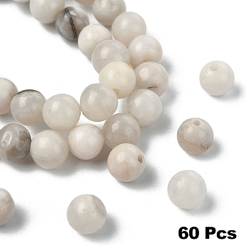 60Pcs Natural White Crazy Lace Agate Beads, Round, 6mm, Hole: 1mm