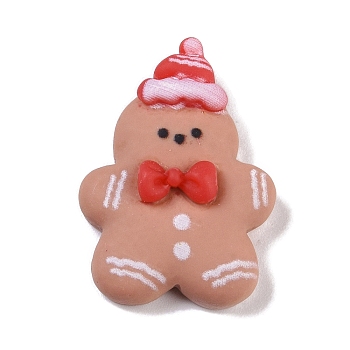 Resin Cabochons, Christmas Theme, Gingerbread Man, 25x18.5x7.5mm