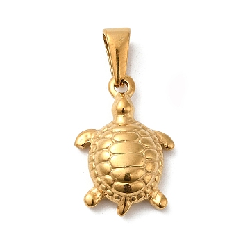 Vacuum Plating 304 Stainless Steel Pendants, Long-Lasting Plated, Sea Turtle Charm, Golden, 21x14.5x5.5mm, Hole: 6.7x2.7mm